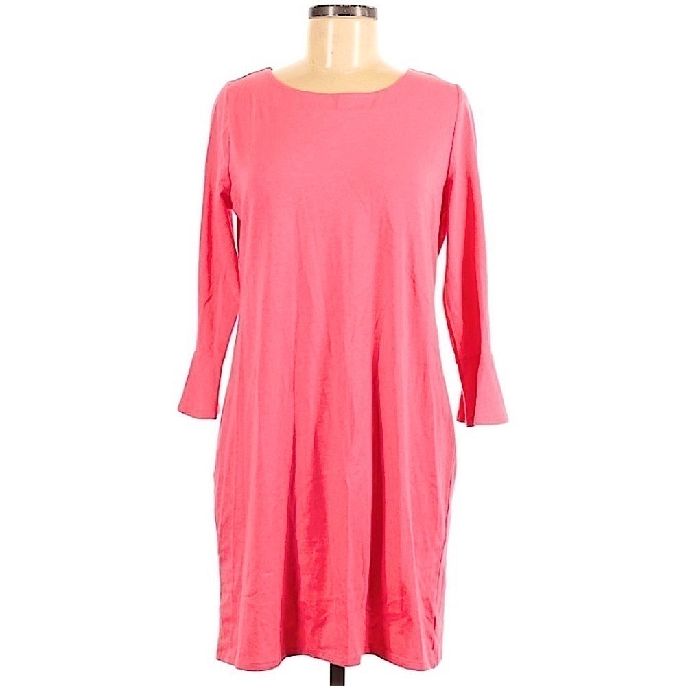 𝅺CROWN & Ivy Bright Coral Cotton Modal Blend Back Tie Dress Size Medium